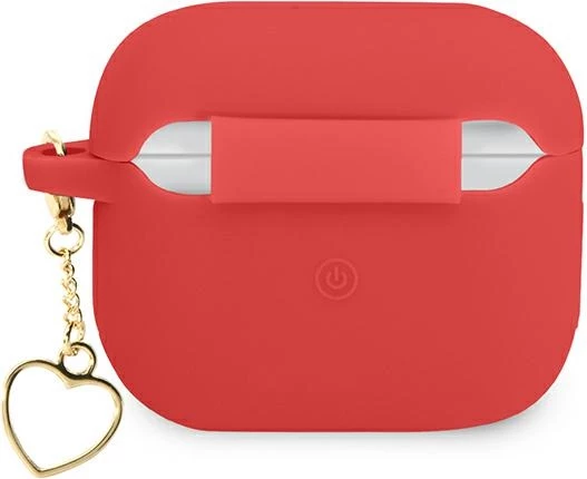 Mbështjellës Guess për AirPods 3, Charm Heart Collection, silikon, Kuq