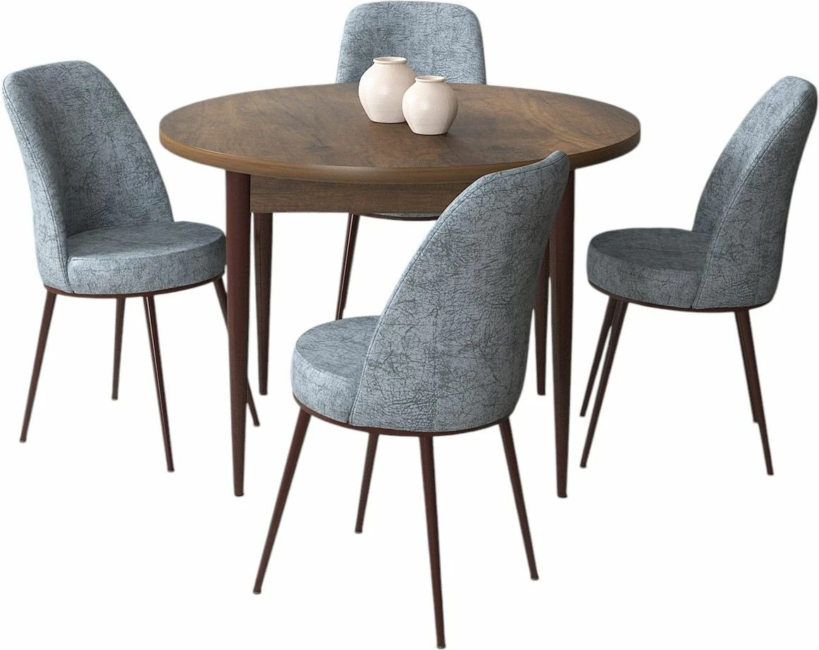 Tavolinë me karrige (5 copë), Skye Decor, Barok, gri