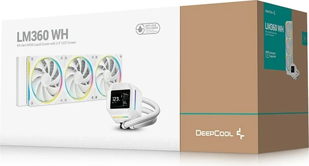 Kuler uji Deepcool LM360 White, 3x120mm, RGB, ekran IPS