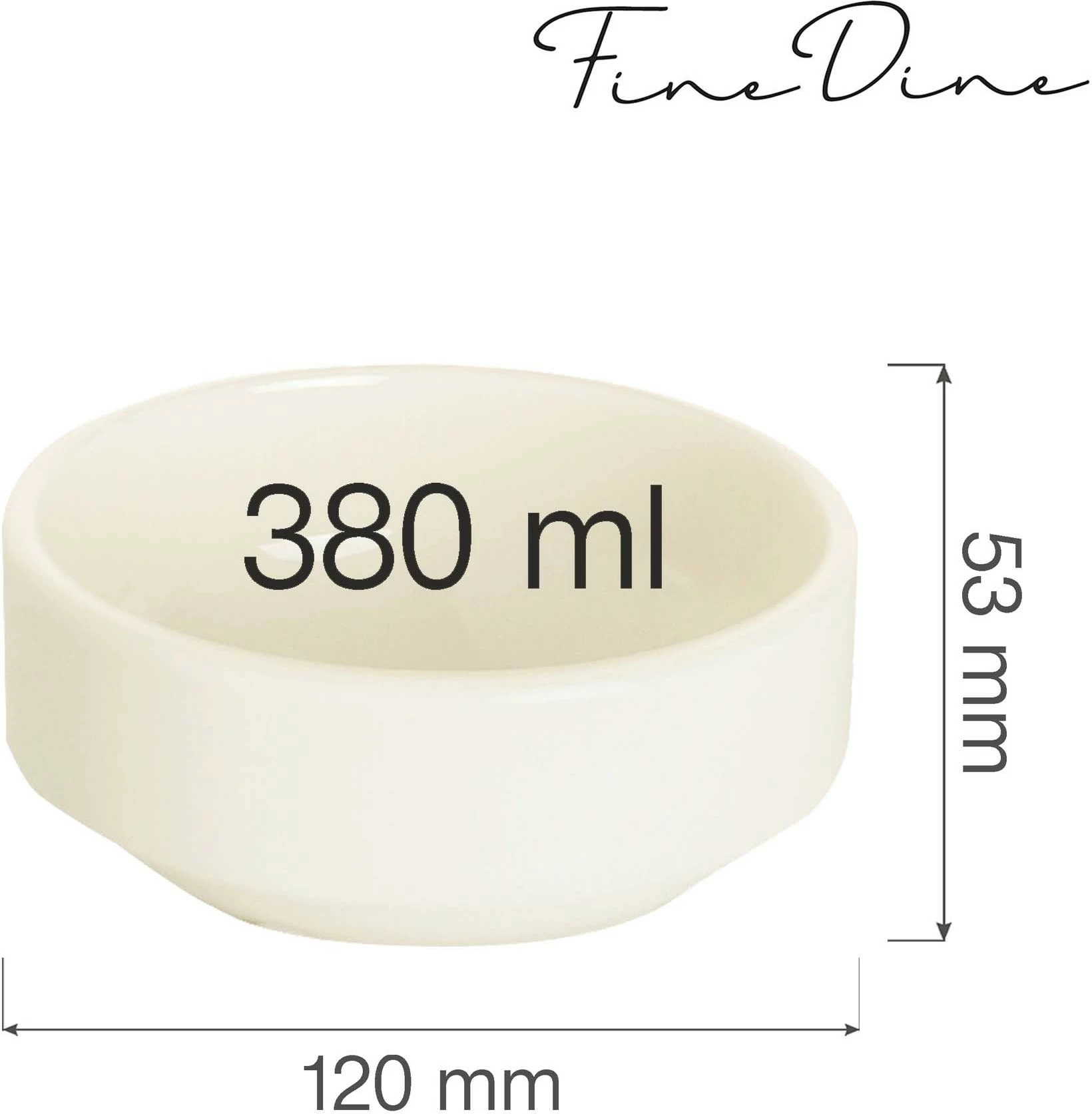 Tas porcelani Fine Dine Crema 380 ml Ø120 mm, krem, set 6 copë