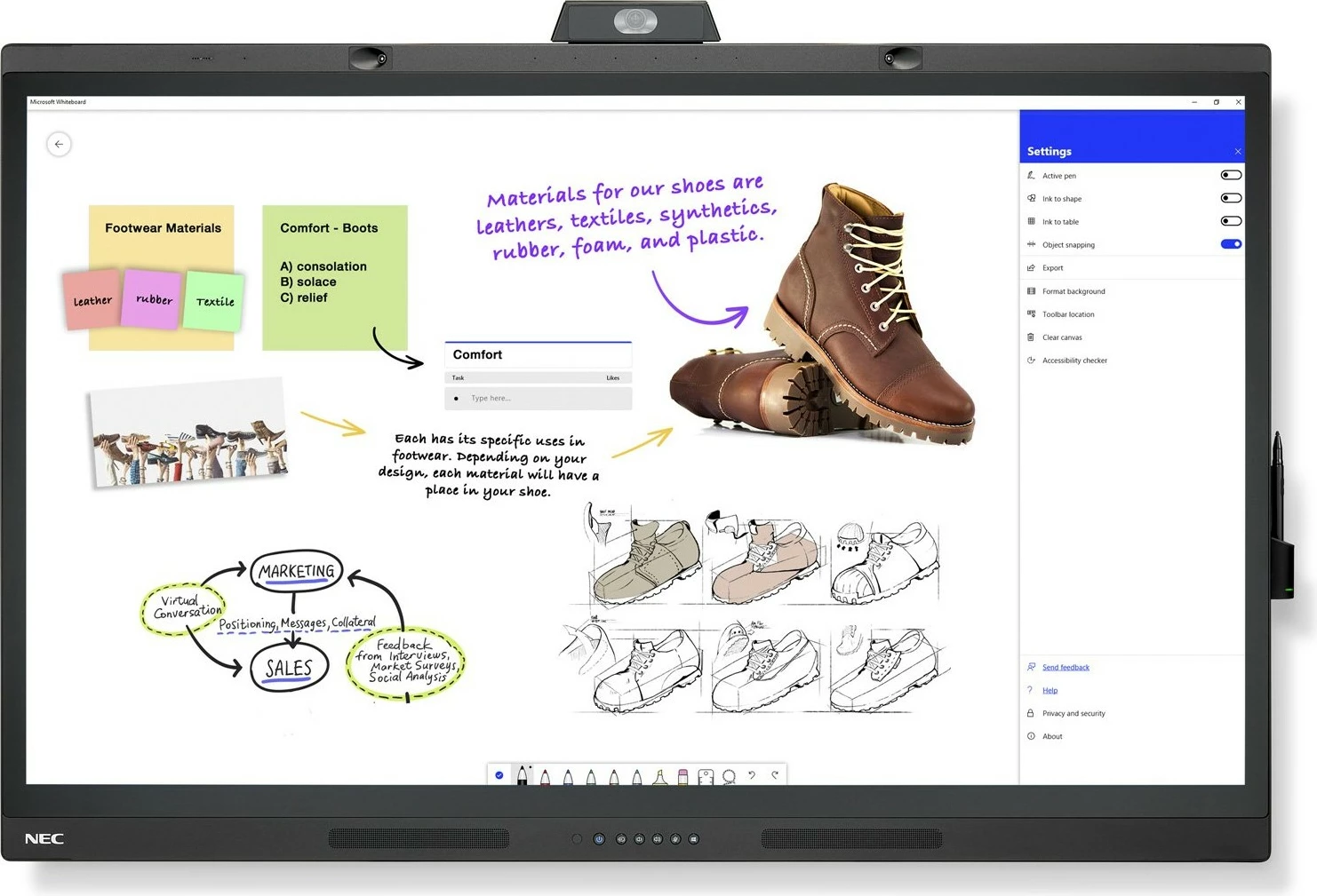 Ekran i madh me prekje SHARP NEC WD551 55 inç, 4K Ultra HD, 1.073 miliardë ngjyra, Ethernet, HDMI, i zi