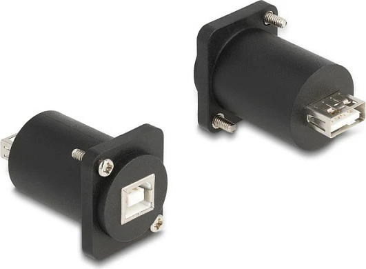 Modul paneli USB DeLOCK D-Type, USB 2.0 USB-B femër në USB-A femër, me vida, i zi
