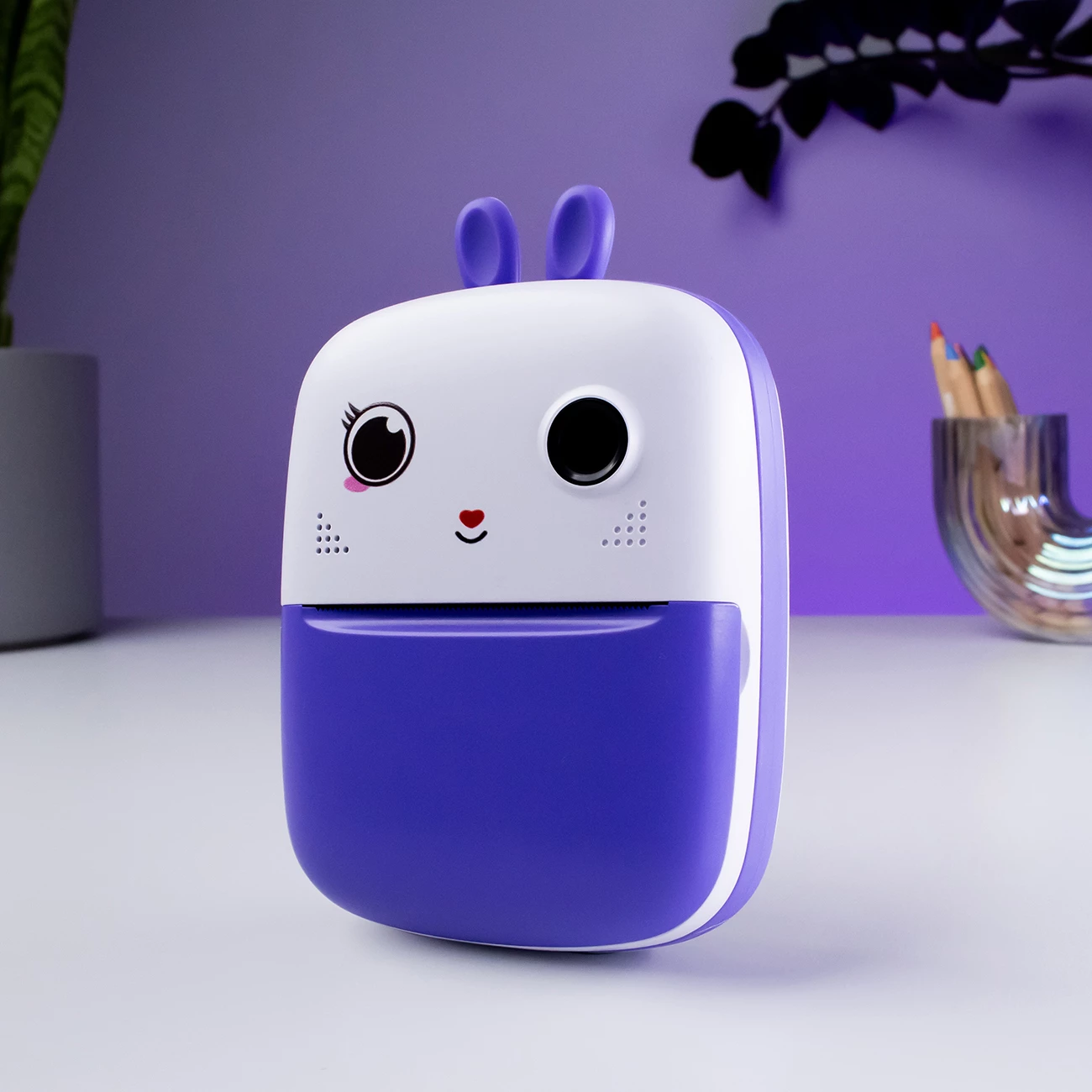 Printer termik mini për fëmijë Hurtel HURC10F me kamerë dhe video, 1800mAh, 32GB, Violet