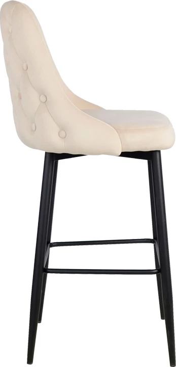 Karrige për bar Zedna, kadife bezhë, këmbë metalike të zeza, 52x57x111cm