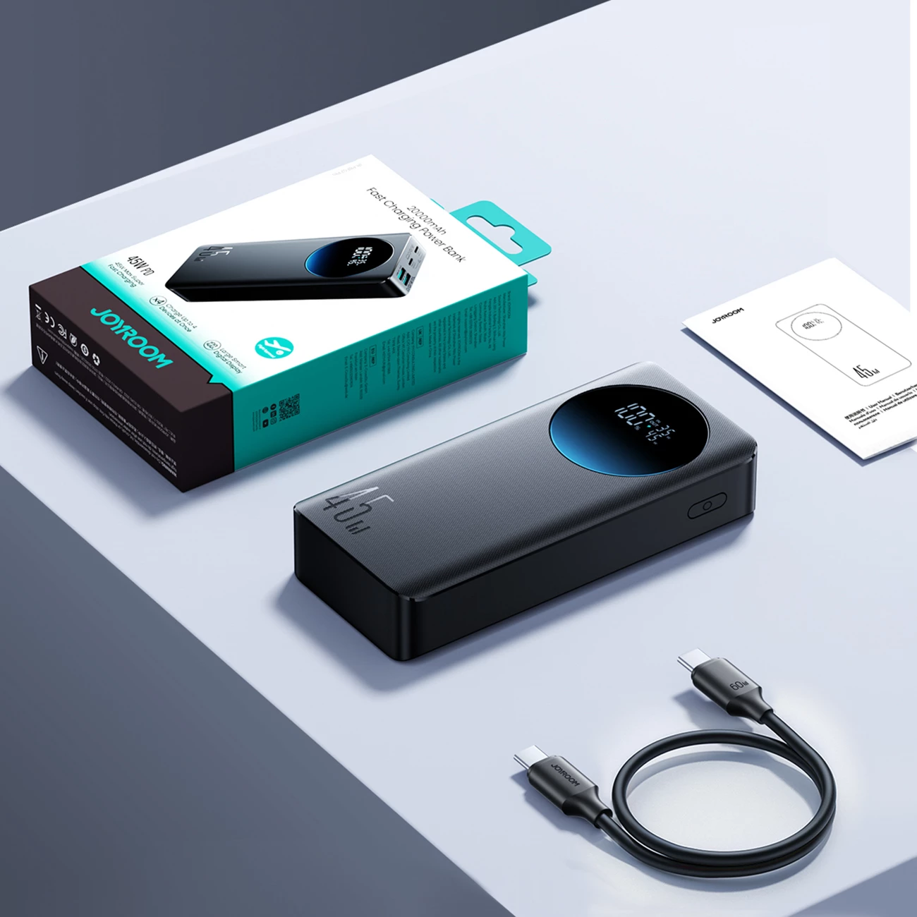 Powerbank Joyroom JR-PBF02 Pro 20000 mAh 45W ekran digjital 2x USB-A 2x USB-C i zi