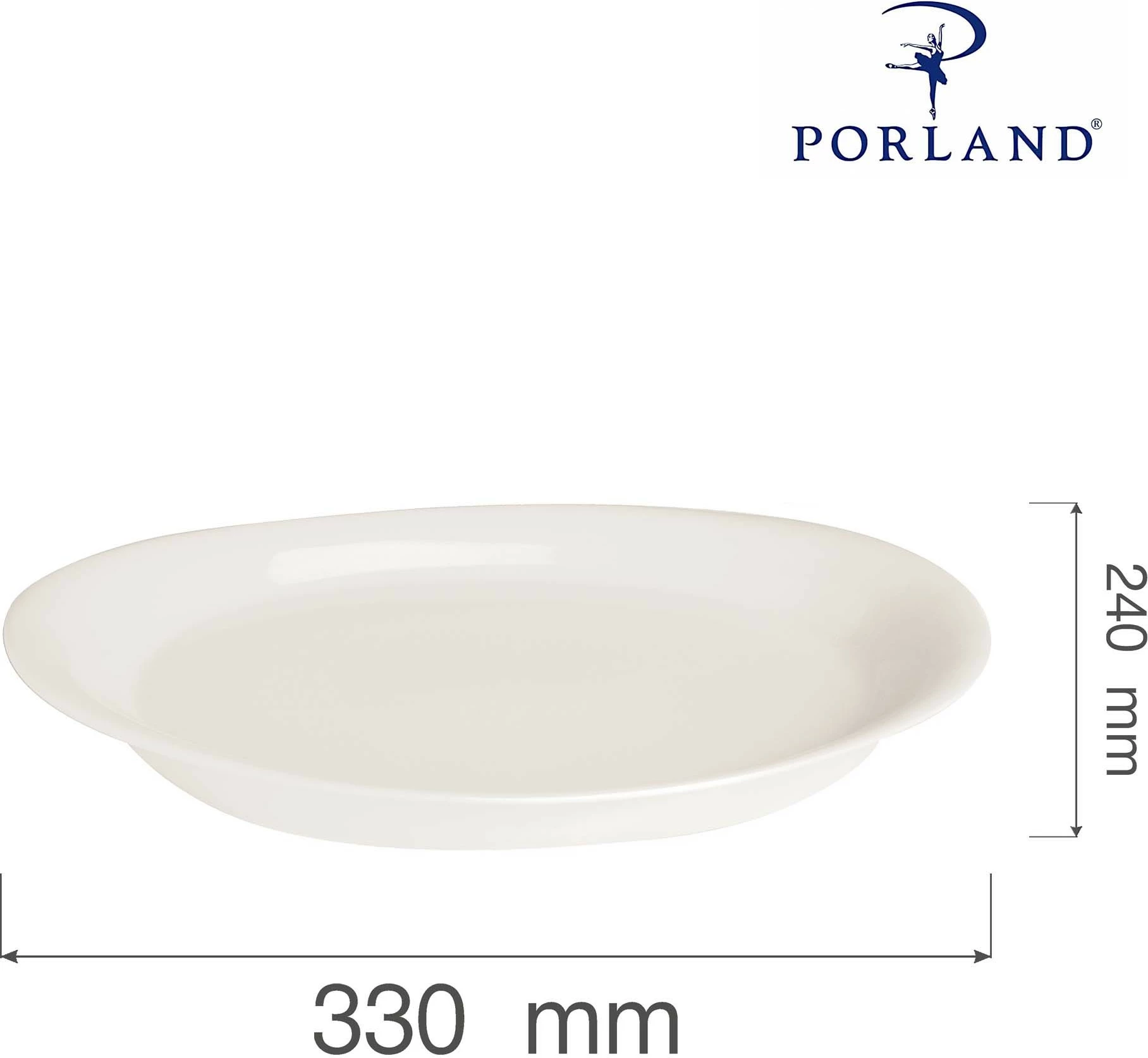 Pjatë servirëse ovale Porland Dove 330x240 mm krem, set 6 copë