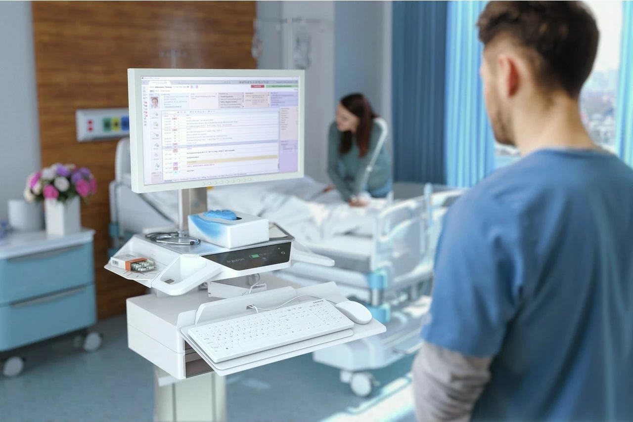 Tastierë mjekësore Cherry AK-C8112, AZERTY, e bardhë