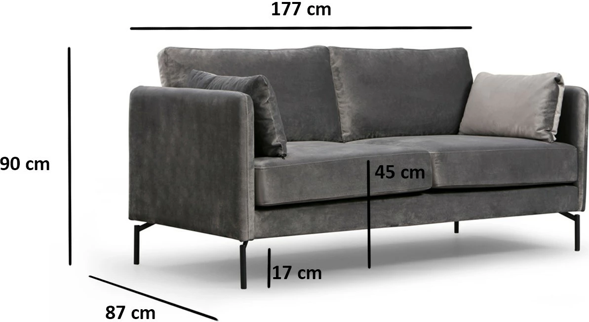 Divan dy ulës, ngjyrë gri, Sino 2 Seater