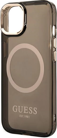 Mbështjellës Guess GUHMP14SHTCMK për iPhone 14 6.1", i fortë, MagSafe, i zi/ari