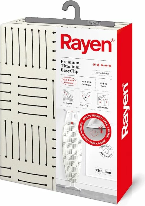 mbulesë universale për dërrasë hekurosjeje Rayen 630301 130 x 47 cm EasyClip, e bardhë