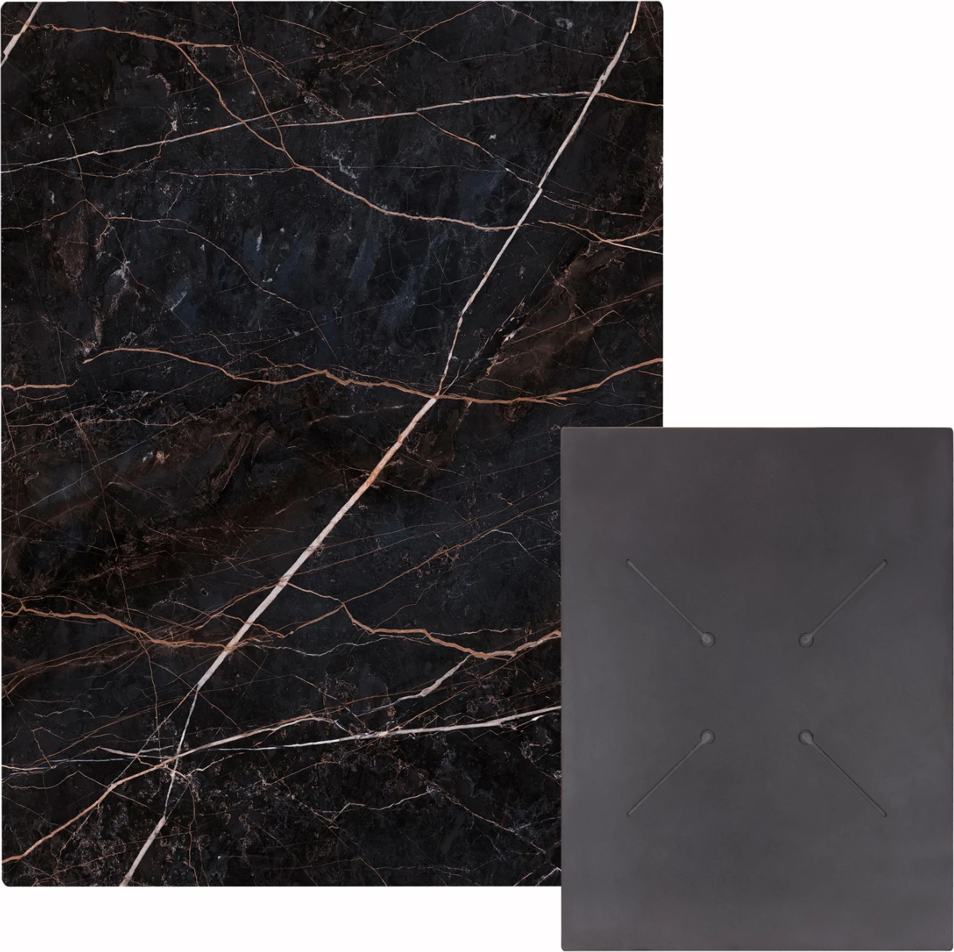 Sipërfaqe tavoline HPL, ngjyrë mermeri i zi, 60x80cm, set prej 2 copash