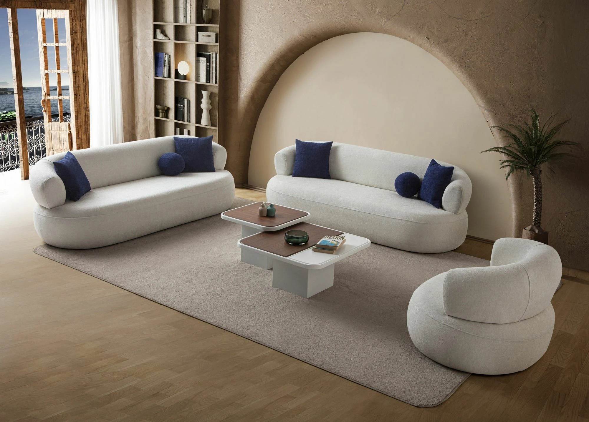Divan treshe Atelier del Sofa, Roma, ngjyrë e bardhë