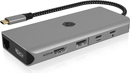 Stacion dokimi IcyBox IB-DK4061-CPD 12-në-1, 2xHDMI, PD 100W, antracit