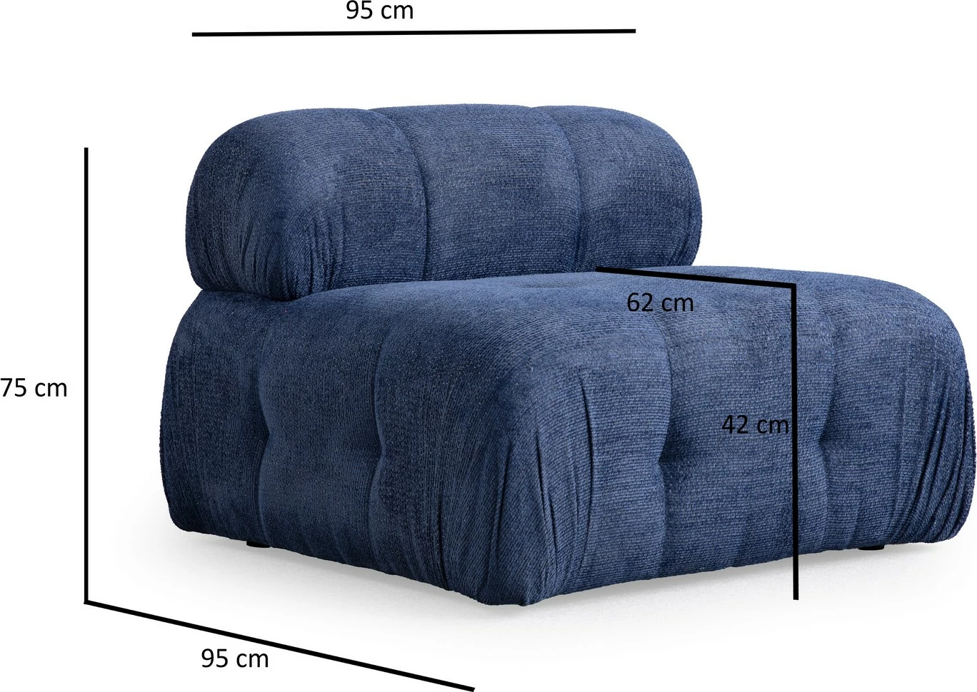 Divan treshe Atelier del Sofa, Petite 3, ngjyrë blu e natës