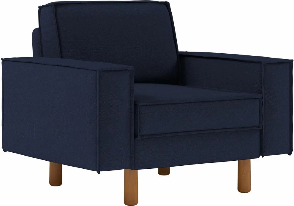 Karrige një vendëshe Atelier del Sofa, ngjyrë blu nate, këmbë druri arre