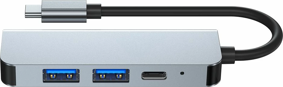 HUB Tech-Protect V2 4in1, USB-C në USB-A 3.0, USB-A 2.0, USB-C, HDMI, Gri