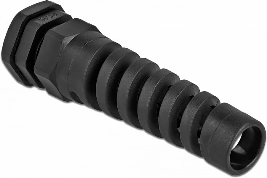 Glandë kabllo DeLOCK PG16 me strain relief, IP68, 10–14 mm, e zezë