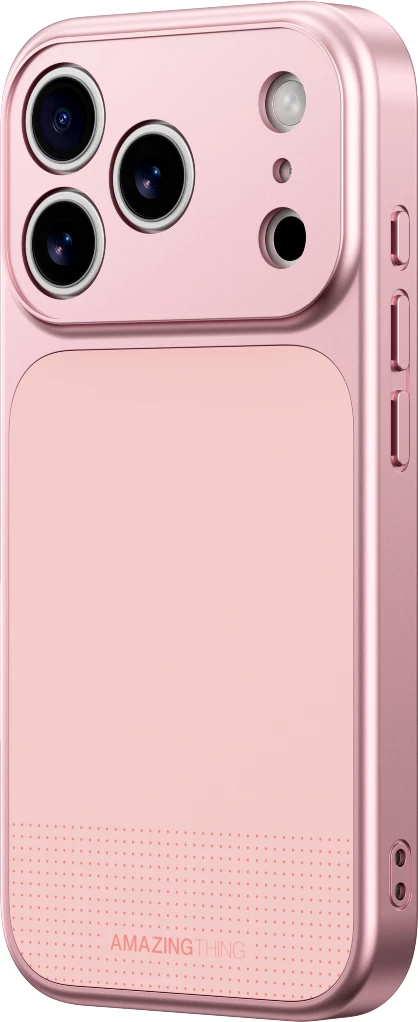 Mbështjellës AmazingThing Minimal Mag Full Cover për iPhone 17 Pro Max, MagSafe, mbrojtje rënie 3 m, nanotitani, rozë