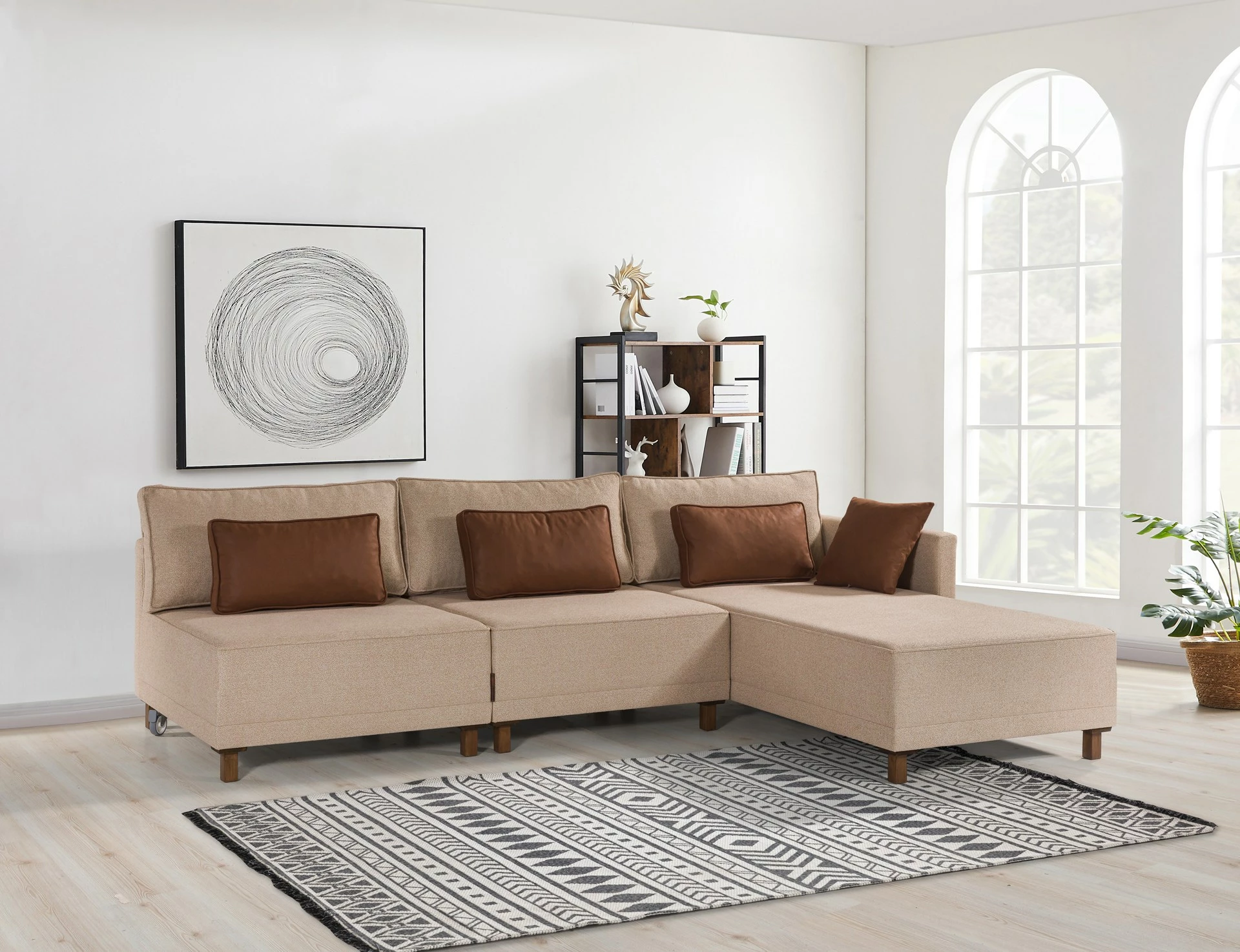 Kënd divan-krevat Atelier del Sofa, Matris, kënd i djathtë, ngjyrë kafe