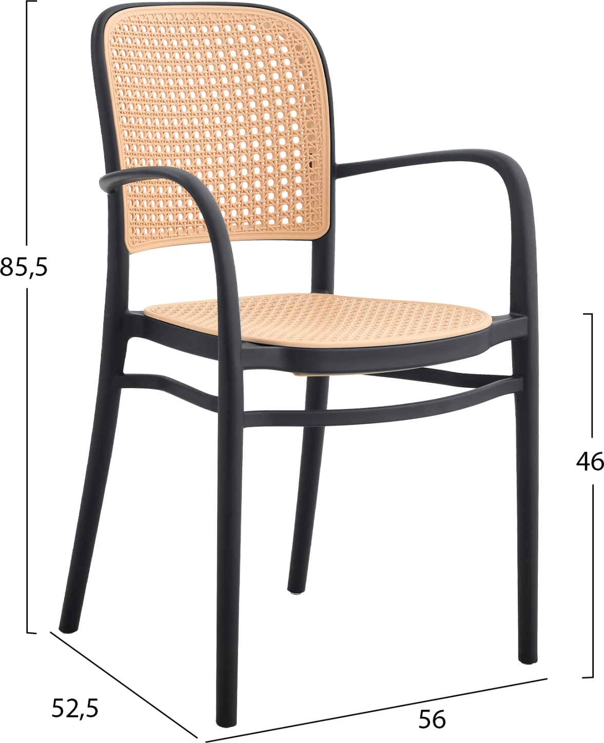 Karrige polipropileni FLOW FH5938.02, ngjyrë zezë dhe bezhë, 56x52.5x85.5 cm 6