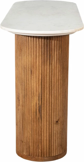 Konsolë Organic Bitter, dru mango, mermer, ngjyrë arre, 140x45x76 cm