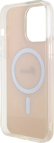 Mbështjellës Guess IML Iridescent MagSafe për iPhone 15 Pro, rozë