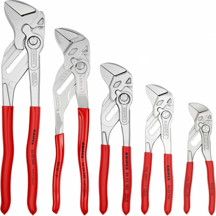 Set klësta Knipex 00 19 55 S4, çelik, dorezë plastike, 125 mm deri 30 cm, e kuqe