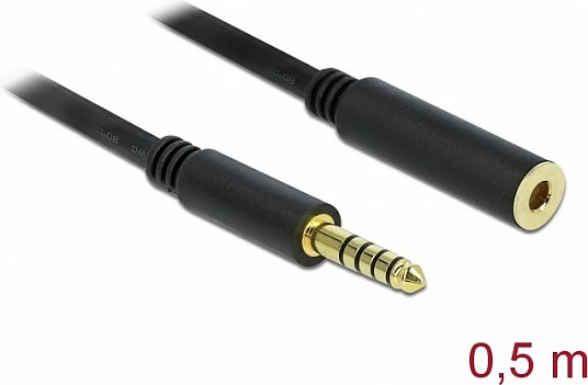Kabllo zgjatëse audio DeLOCK 85795, jack 4.4mm mashkull-në-femër, 0.5 m, e zezë