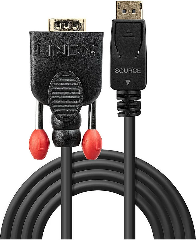 Kabllo Lindy DisplayPort në VGA, 2m, 1920x1200, e zezë