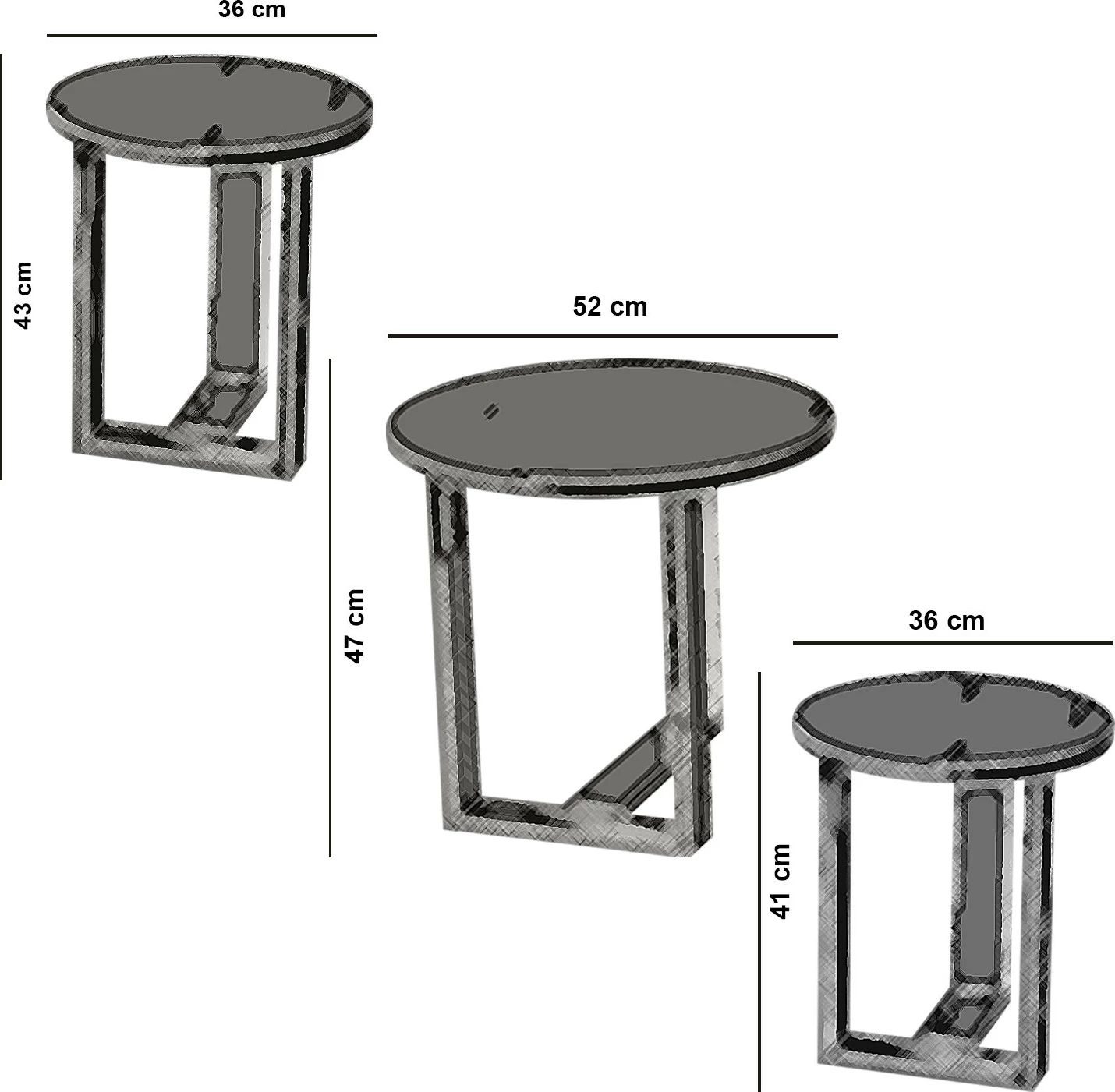 Set tavolina të mbivendosura Mira, 3 copë, ngjyrë lisi