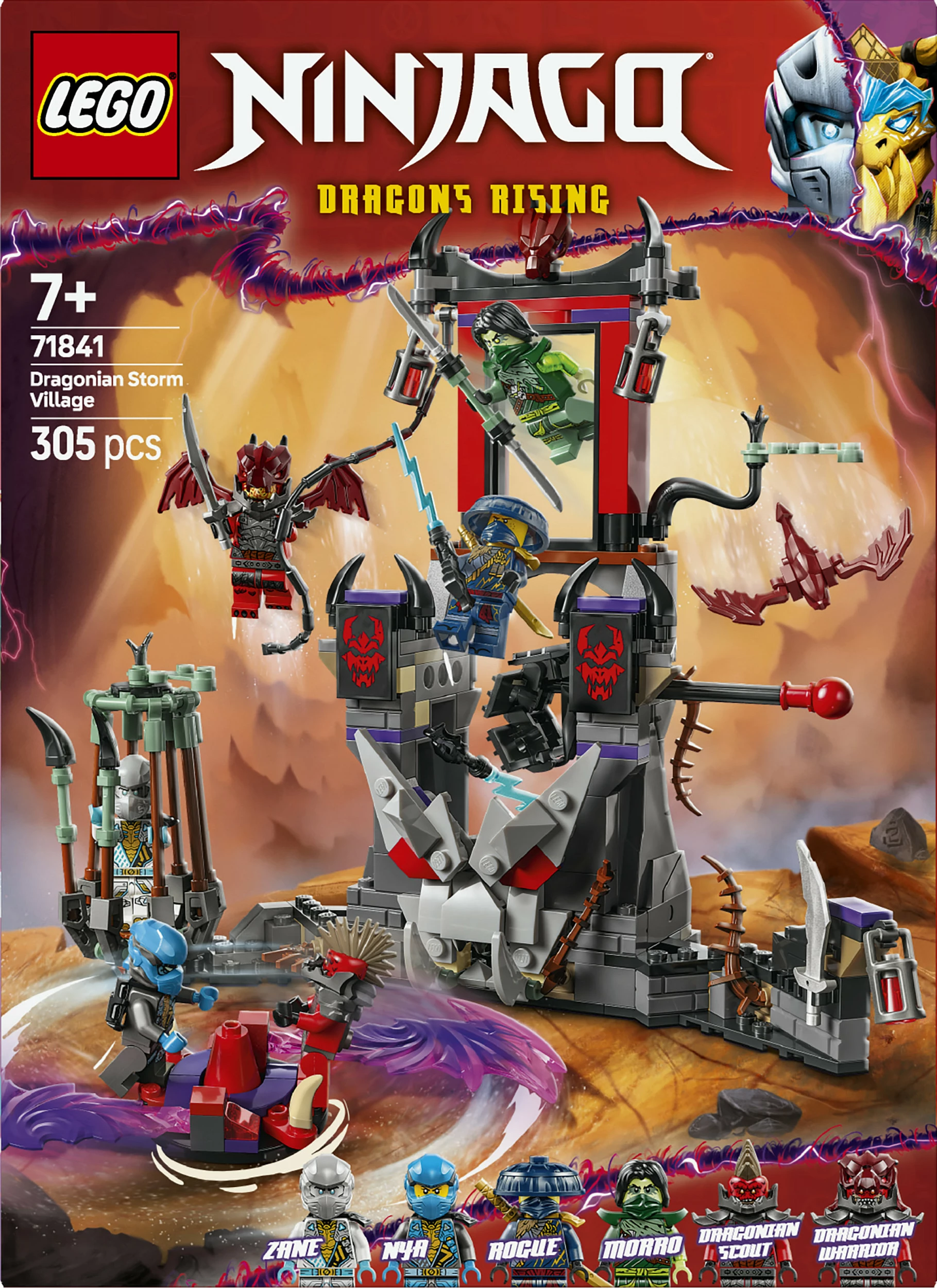 Set ndërtimi LEGO NINJAGO 71841 Dragonian Storm Village, 305 copë, 7+, shumëngjyrësh