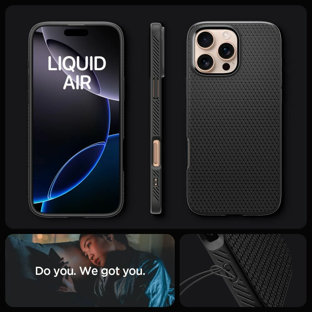 Mbështjellës Spigen Liquid Air për iPhone 16 Pro Max, i zi