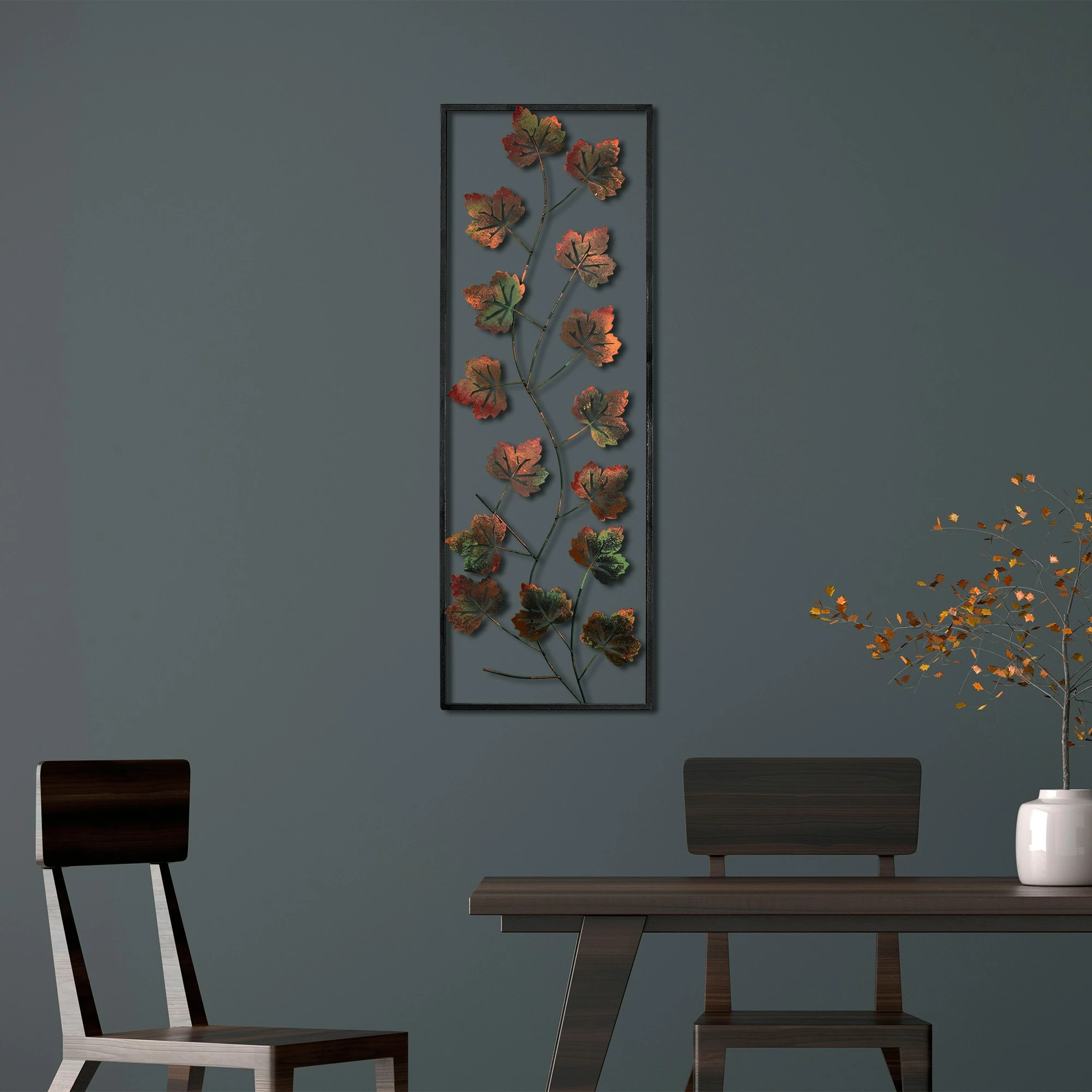 Aksesor dekorativ metalik për mur, Wallity, Platane 2, shumëngjyrësh, 32x90cm