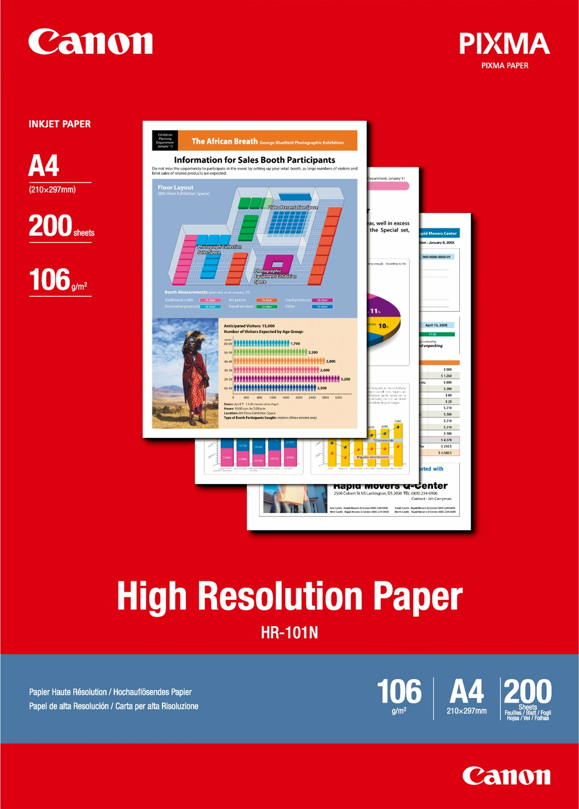 Letër printeri Canon HR-101N, A4, 200 fletë, 106g/m², e bardhë