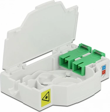 Kuti lidhëse fibër optike DeLOCK për DIN Rail, 2x SC Simplex ose LC Duplex, e bardhë