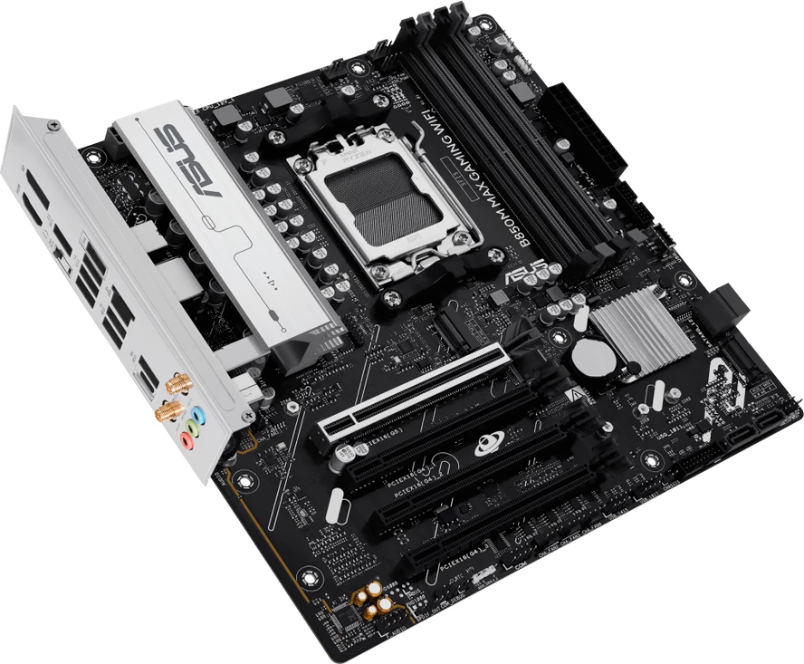 Pllakë amë ASUS B850M MAX GAMING WIFI, AM5, mATX, DDR5 4xDIMM, 3xM.2, 4xSATA, PCIe 5.0, Wi‑Fi 6, Bluetooth 5.4