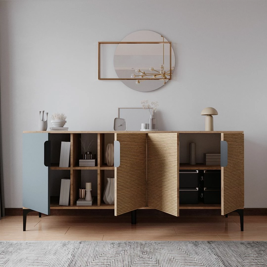 Konsol Skye Decor, ngjyrë lis dhe antracit, 180x79x40cm