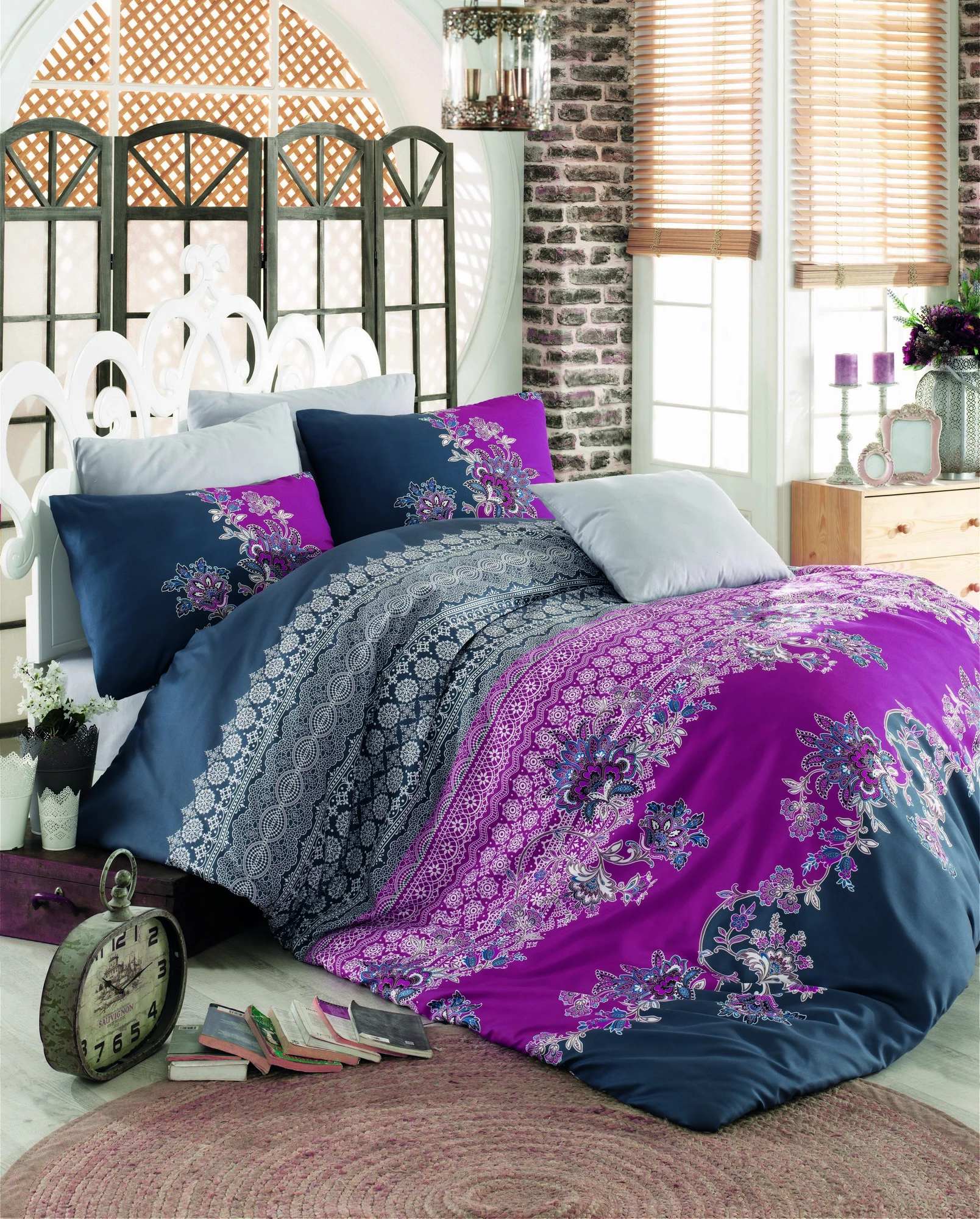 Set mbulesash për dyshek dopio Ranforce L'essentiel, Azra, fuksia