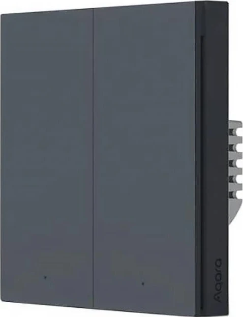 Ndërruesi me dy butona Aqara, me neutral, modeli H1 WS-EUK04-G, ngjyrë e zezë