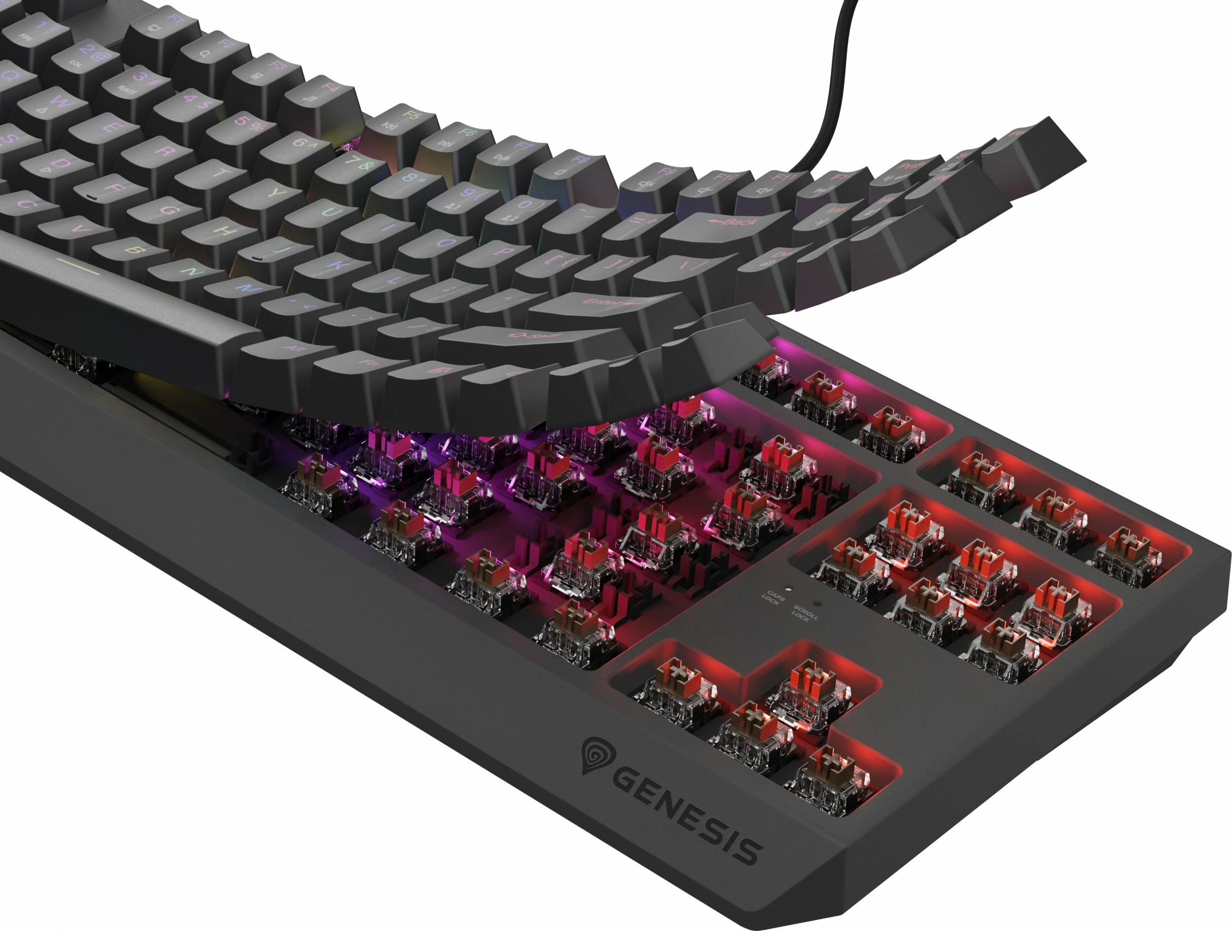 Tastierë mekanike gaming GENESIS Thor 230 TKL NKG-2079, Outemu Brown, RGB, USB, US layout, 80% TKL, e zezë