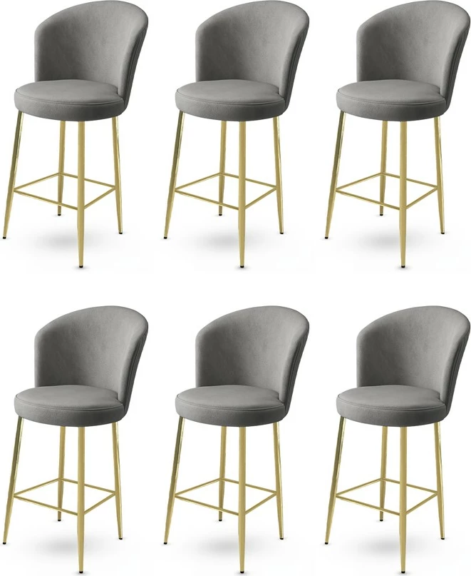 Set karrigesh për bar (6 copë), Hanah Home, Fora, gri, ari