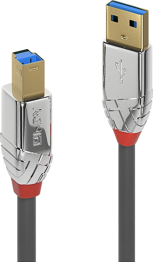 Kabl USB LINDY Cromo Line, USB 3.2 Gen 1 Type-A në Type-B, 2m, 5Gbps, gri