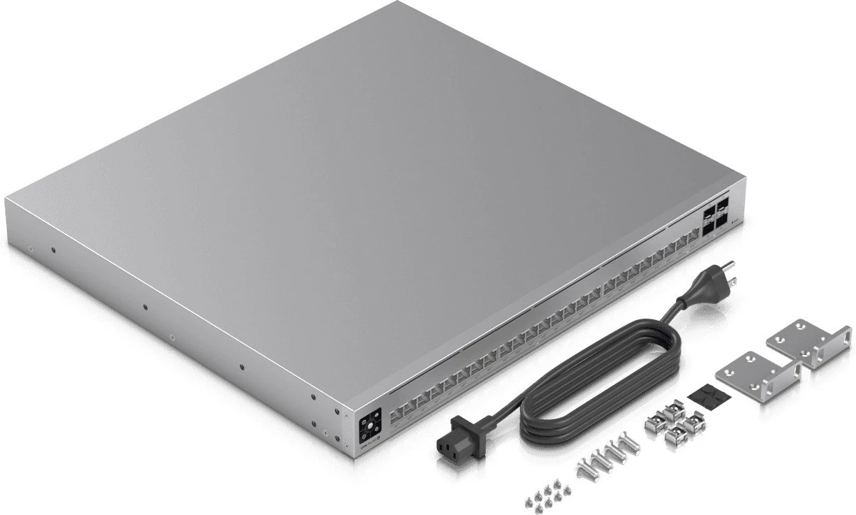 Switch i menaxhueshëm L2/L3 Ubiquiti USW-Pro-HD-24-PoE, 24x PoE++ (22x 2.5G + 2x 10G), 4x SFP+ 10G, buxhet PoE 600W, rack 1U, gri