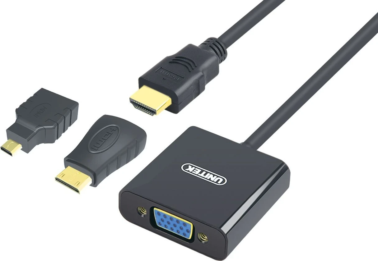 Adapter HDMI 3-në-1 Unitek, me këshilla të aritura, ngjyrë e zezë