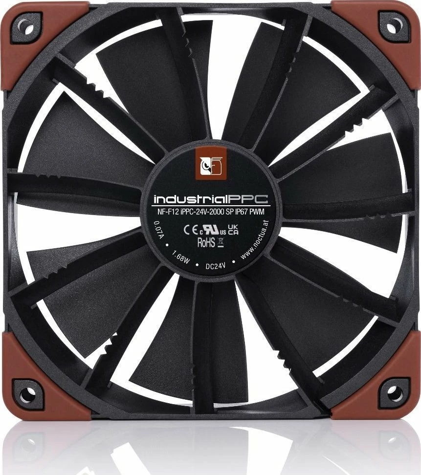 Ventilator Noctua NF-F12 industrialPPC 24V-2000 SP IP67 PWM, 120mm, zi/kafe, 1 copë