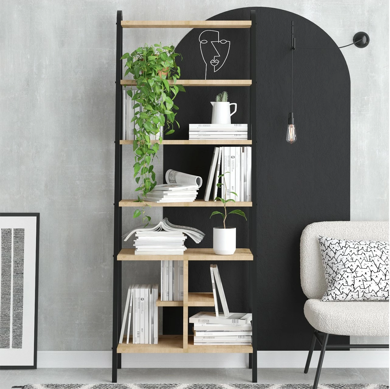 Raft librash Hanah Home, ngjyrë lisi Sapphire, e zezë