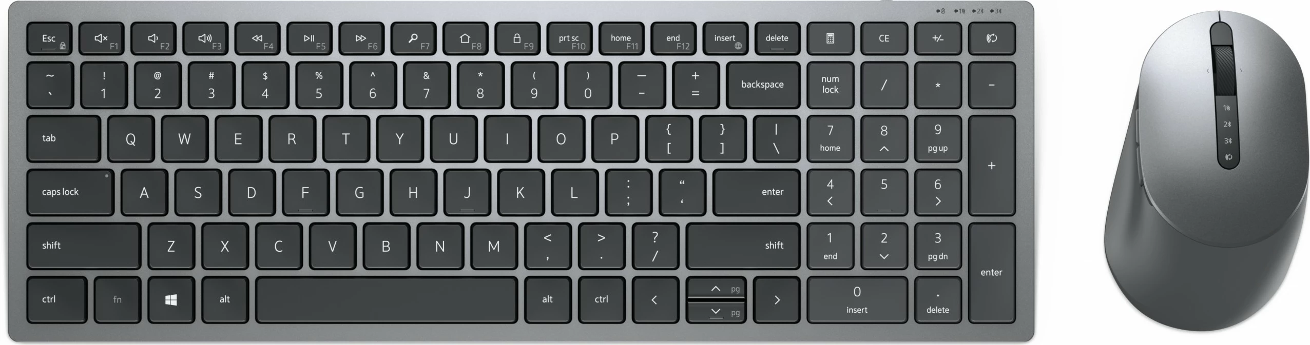 Tastierë dhe maus wireless DELL KM7120W, QWERTY, gri, titanium