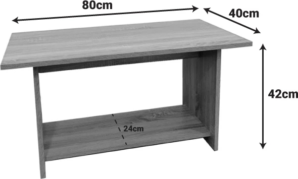 Tavolinë kafeje Votalo, ngjyrë antracit, 80x40x42cm