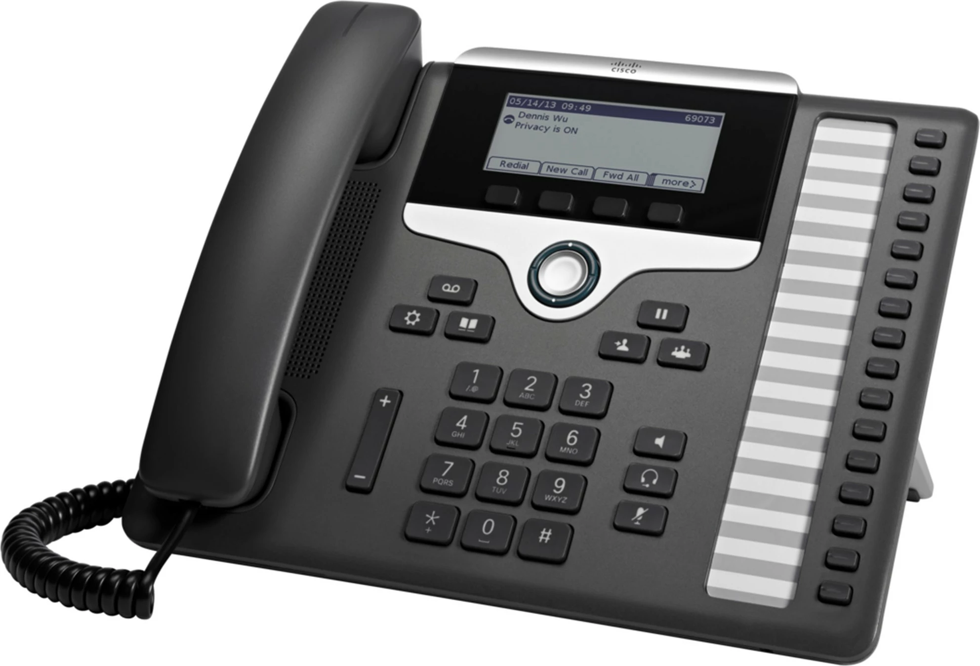 Telefon IP Cisco 7861, 16 linja, ekran 3.5", PoE, zi, argjendtë