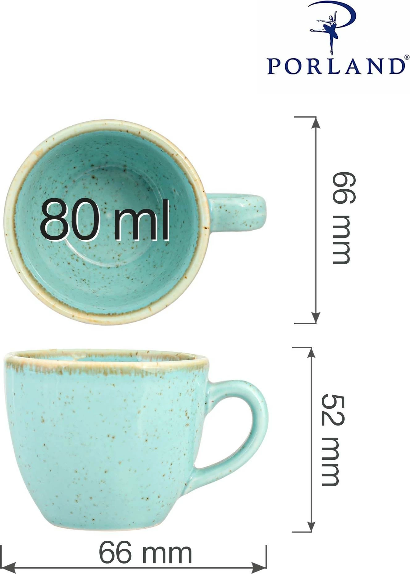 Filxhan espresso Porland Seasons Laguna 80 ml, porcelan, set 6 copë, blu qielli